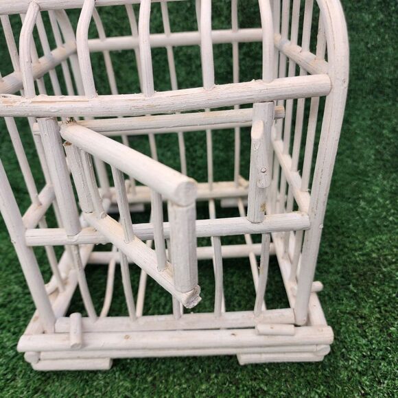 Vintage Handmade Decorative Hanging Wooden Bird Cage 12" x 8.25" - Picture 5 of 6